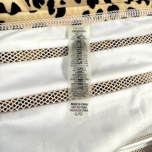 Victoria's Secret Leopard Print Mesh Inset High Waist Bikini Bottom Size Large - Picture 9 of 11